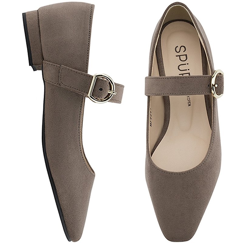SPUR D形一字釦帶瑪麗珍鞋 MF9061 DARK BEIGE - 女款休閒鞋 - 其他材質 