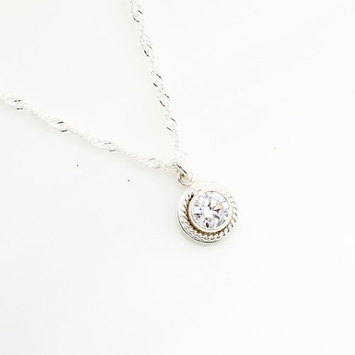 Angel & Me 珠寶銀飾 氣質 麻花 單鑽 八心八箭 s925 純銀 項鍊 生日 週年 情人節 禮物