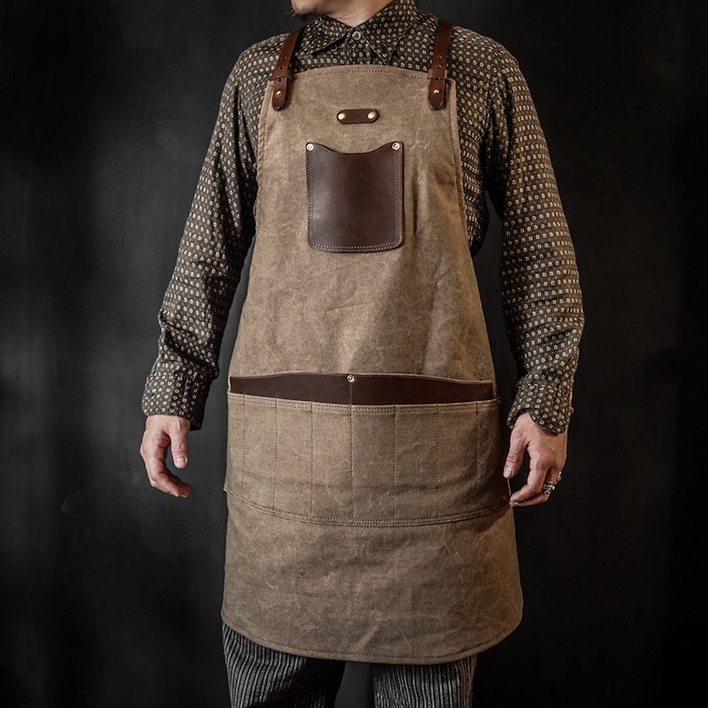 HEYOU Handmade - Craftsmen Apron 職人工作圍裙 - 復古咖配色 - 其他 - 其他材質 咖啡色