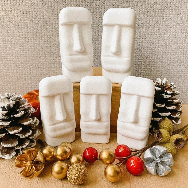 5件組 摩艾擴香石 聖誕節禮盒 附贈1ml精油 /薰衣草/甜橙/檸檬 - 香薰/精油/線香 - 其他材質 白色