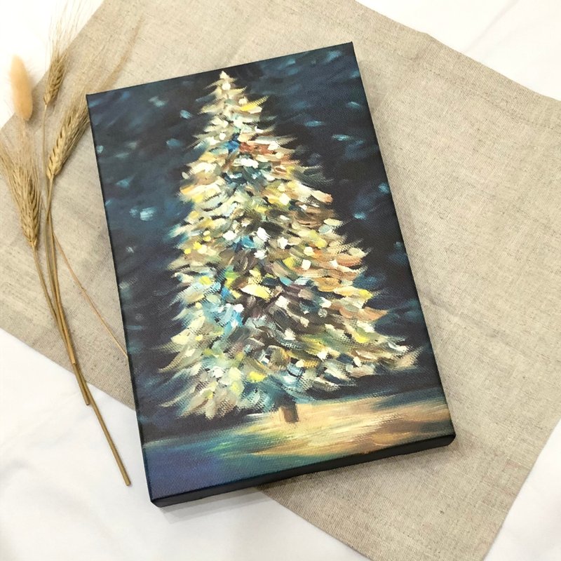 Christmas tree / oil painting reproduction / frameless painting / home decoration / exchange of gifts - Posters - Other Materials Blue