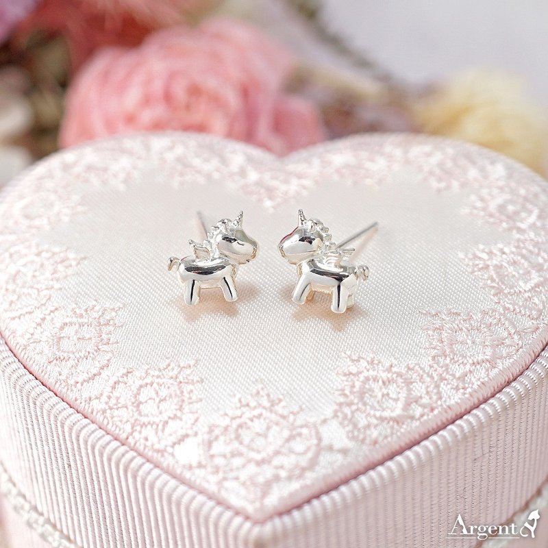 Earrings - Unicorn (mini style) sterling silver earrings recommended | 925 silver jewelry (price for one pair) - ต่างหู - เงินแท้ สีเงิน