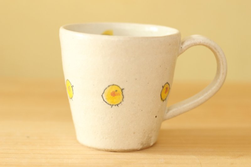 粉引きひよこのカップ。L - 花瓶・植木鉢 - 陶器 ホワイト