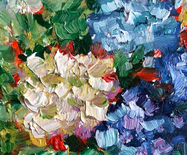 あじさい 原創油畫 額に花の油絵 繡球花畫用繡球花作畫