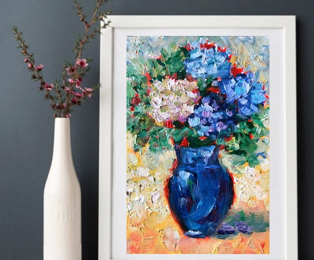 あじさい 原創油畫 額に花の油絵 繡球花畫用繡球花作畫