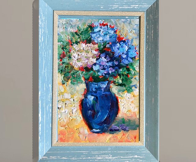 油絵（紫陽花）あじさい額装 楽天市場】手描き 油絵 額入り油彩画 紫陽花 アジサイ F4サイズ