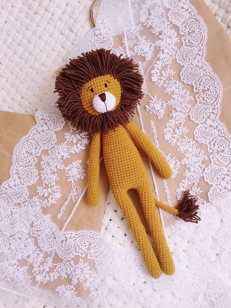 Crochet lion Knitted lion African lion Gift toy lion Lion toy Soft toy lion - ของเล่นเด็ก - งานปัก 