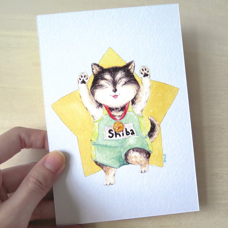 狗狗柴犬跑手 明信片 - 卡片/明信片 - 紙 多色