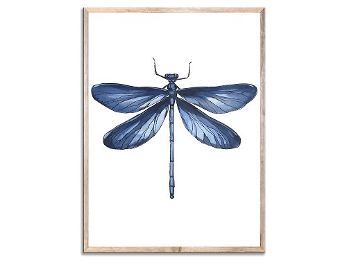 Nadya Ya Art Dragonfly Art Print Blue Dragonfly Wall Art Beautiful Insect Watercolor Painting