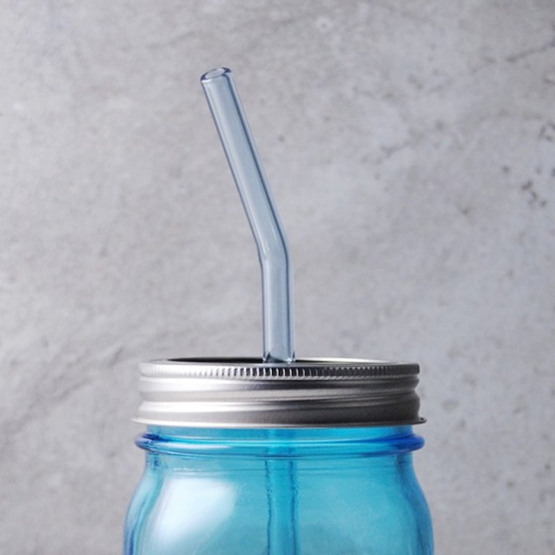 [25cm] blue straw (0.8cm diameter curved section) Rainbow glass pipette reuse save sea turtles love (comes easily washed clean brush bar) excluding non-toxic green color pyrex glass jars Customized - Reusable Straws - Glass Blue