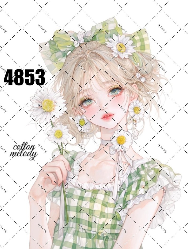 original sticker no.4853 人物ステッカー オリジナルステッカー オリジナル人物ステッカー 装飾ステッカー cotton melody - 貼紙 - 紙 