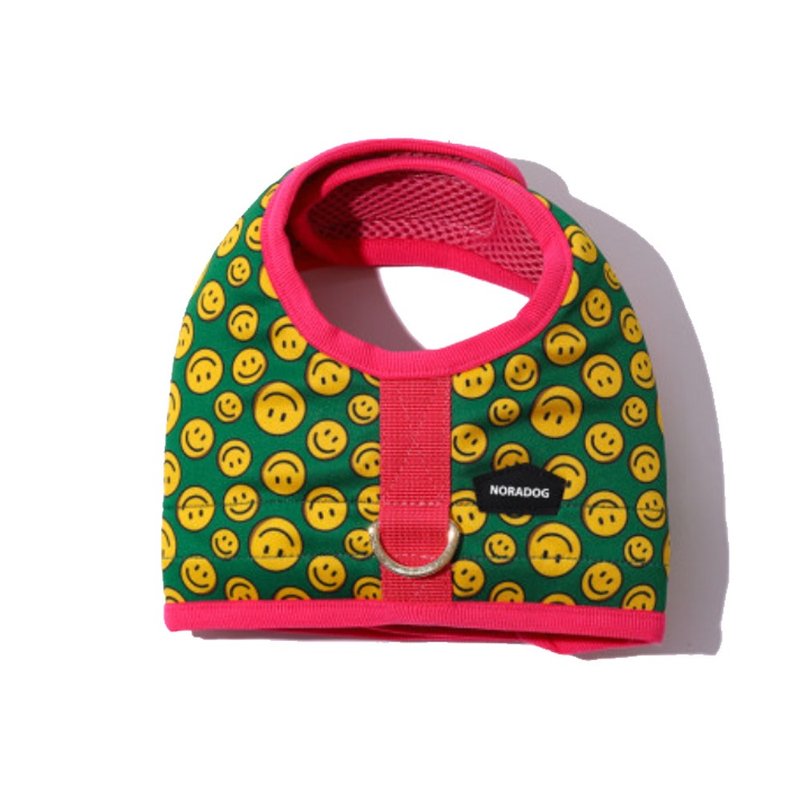 韓國Noradog 背心胸背-笑臉-粉 - 項圈/牽繩 - 防水材質 