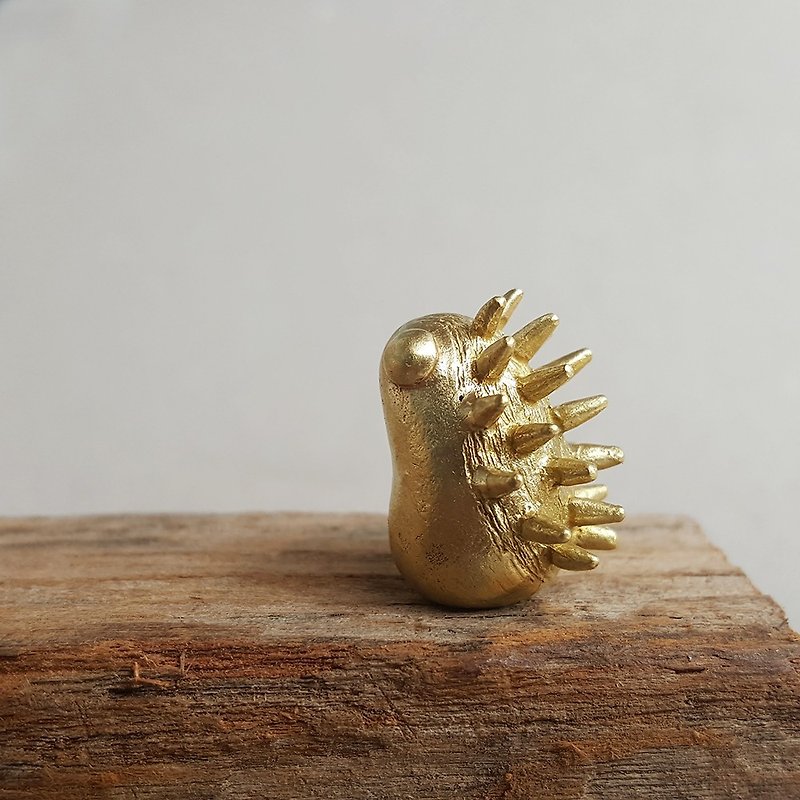 Hedgehog elegant Bronze hand even for small / healing decorations - ตุ๊กตา - ทองแดงทองเหลือง สีทอง