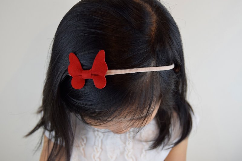 Leather Butterfly Nylon Headbands, Gold Silver and Red Holiday Baby Headbands, Glitter Headbands for Girls, Baby Shower Gift - Hair Accessories - Genuine Leather Red