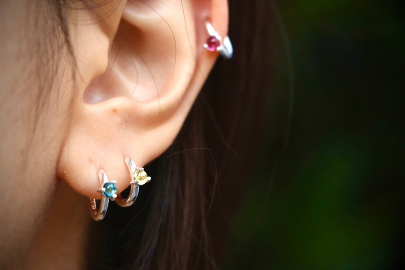 Tourmaline Easy Buckle Earrings - ต่างหู - เงินแท้ 