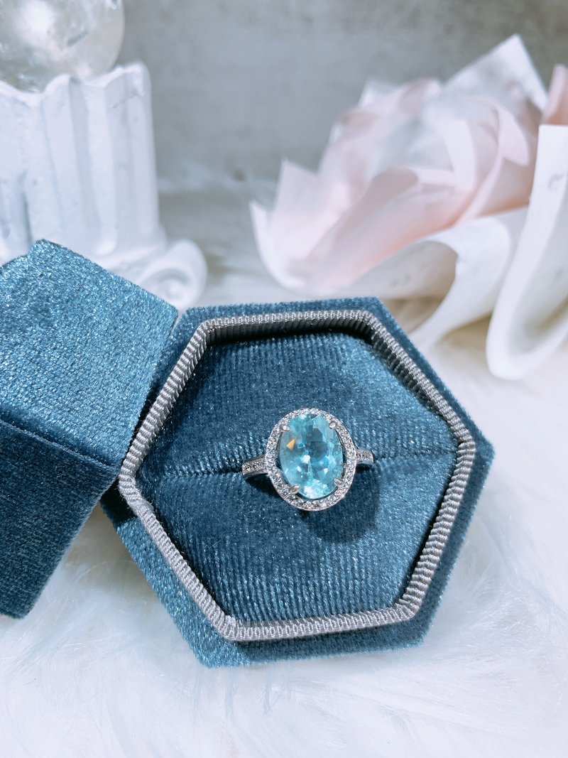 Aquamarine silver ring - แหวนทั่วไป - เครื่องเพชรพลอย สีน้ำเงิน