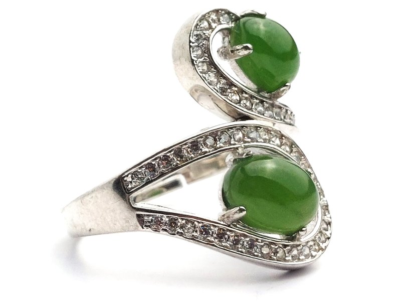 Light Jewelry Jade Accessories | Twin Jade Ring | Nature Nephrite Taiwan Jade - General Rings - Jade 