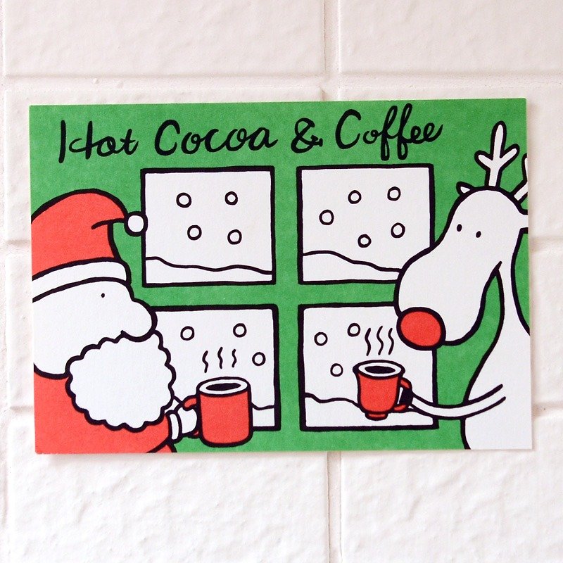 クリスマスカード-サンタクロースとエルクのポストカードNo.05 - カード・はがき - 紙 