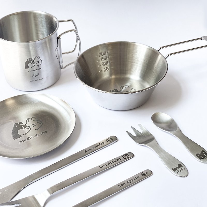 double playground children's fun camping tableware set - Cutlery & Flatware - Other Metals Silver