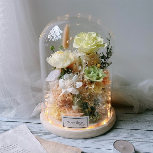 沐後花旭 玻璃罩永生花 開幕禮 生日禮 客製化刻字 客製化禮物 情人節禮盒