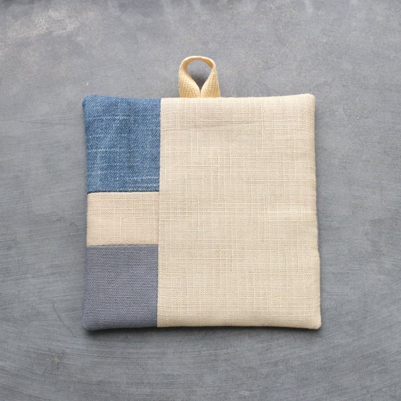 Patchwork coaster 217 light Khaki - ที่รองแก้ว - ผ้าฝ้าย/ผ้าลินิน สีกากี