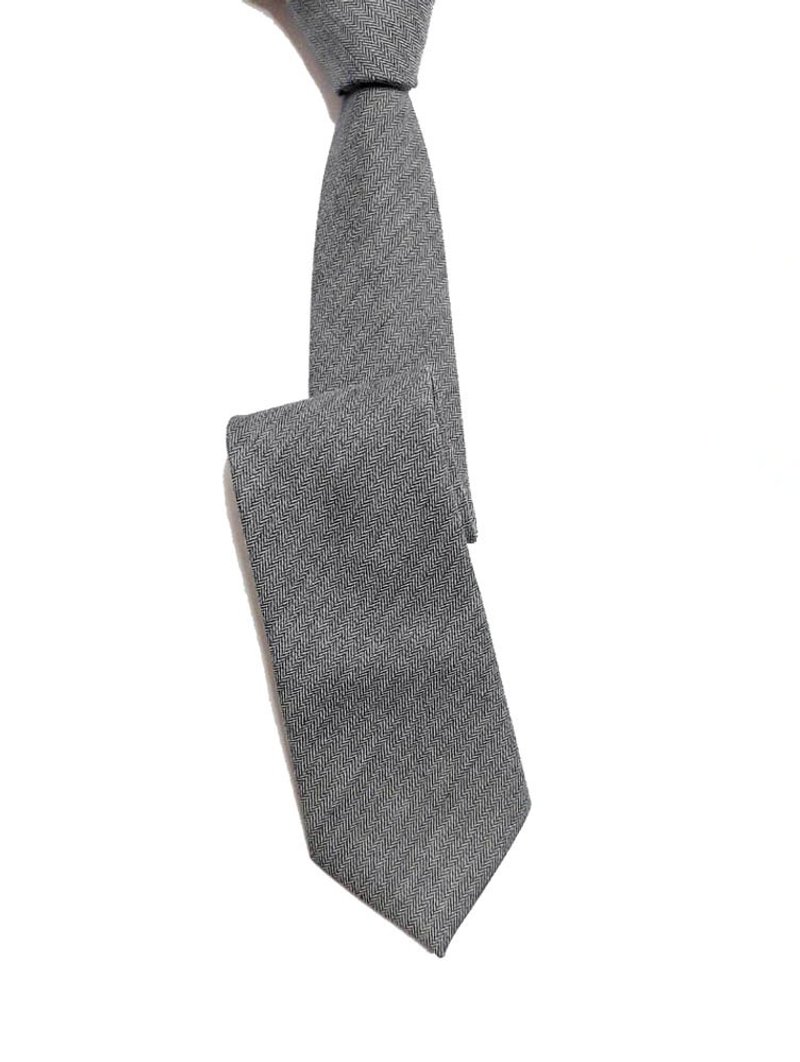 人字紋 西裝料 領帶 Neckties - 領帶/領帶夾 - 羊毛 灰色