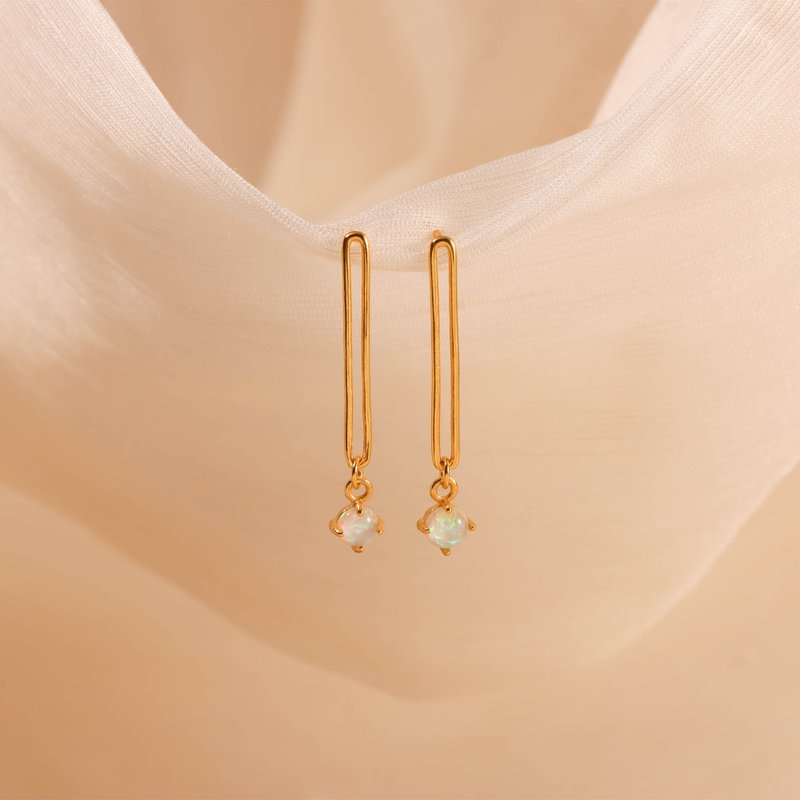 s925銀回形針長款耳釘耳環耳墜 輕奢風 易扣耳環 媽媽禮物 - 耳環/耳夾/耳骨夾 - 銀 金色