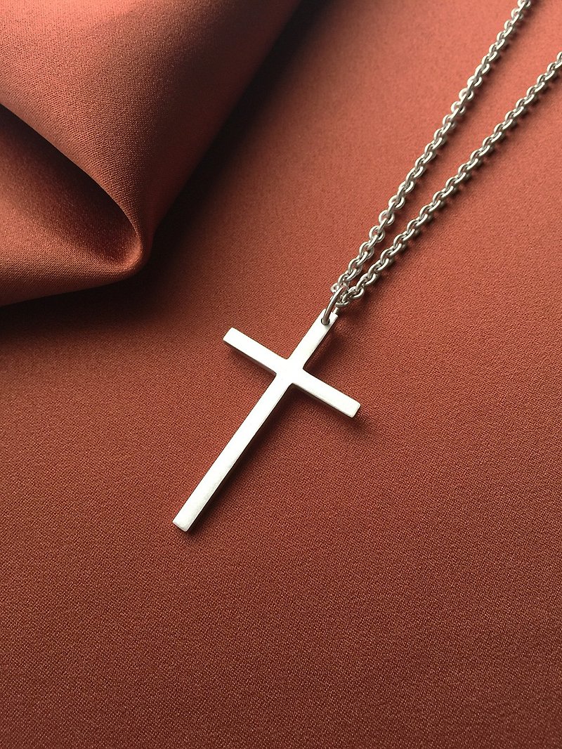 Cross Necklace Sterling Silver - สร้อยคอ - เงินแท้ สีเงิน