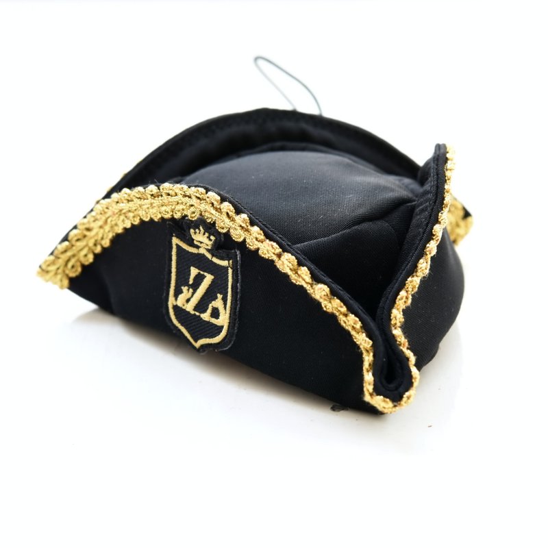 [ZAZAZOO] Pet pirate hat / nautical era officer hat - ชุดสัตว์เลี้ยง - ผ้าฝ้าย/ผ้าลินิน สีดำ