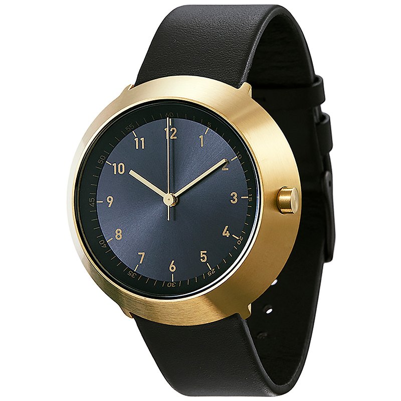 Fuji Normal 富士山錶 43  - 金框/金指針/黑色真皮牛皮錶帶 - 男錶/中性錶 - 真皮 金色