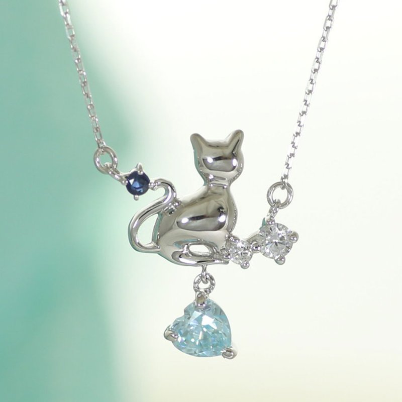 デバリエ yg802-sap 9月誕生日プレゼント サファイヤ 誕生石 天然石 揺れる ネックレス レディース アレルギーフリー シルバー ラッピング付 - 項鍊 - 純銀 銀色