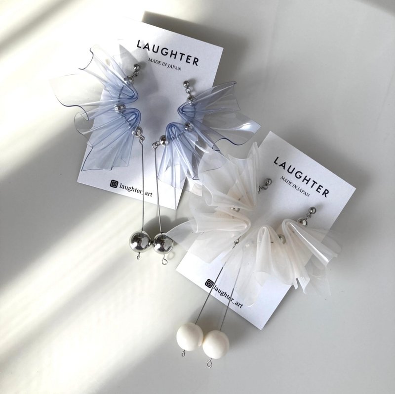 方形荷葉球 飾品 耳夾 耳針 透明 銀色 大尺寸 - 耳環/耳夾/耳骨夾 - 壓克力 透明