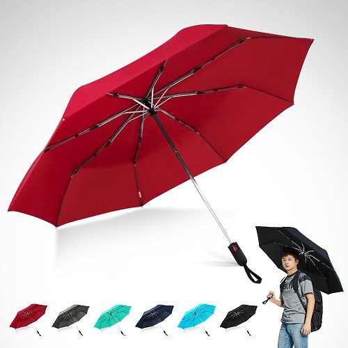 TDN TDN省力回壓極簡超撥水自動開收傘超大防風雨傘(豔紅)