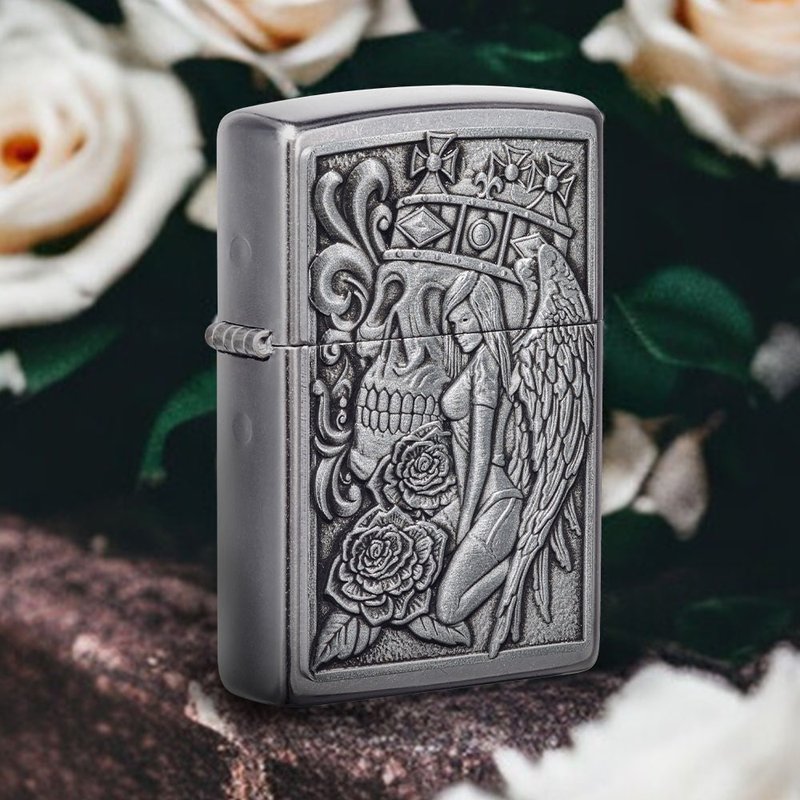 [ZIPPO official flagship store] Skull and Angel Windproof Lighter 49442 - Other - Copper & Brass Silver