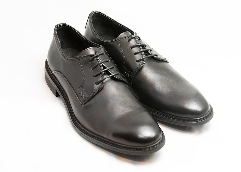 Hand-painted calf leather leather with plain Derby shoes men shoes leather shoes - Black - Free Shipping - B1A15-99 - รองเท้าอ็อกฟอร์ดผู้ชาย - หนังแท้ สีดำ