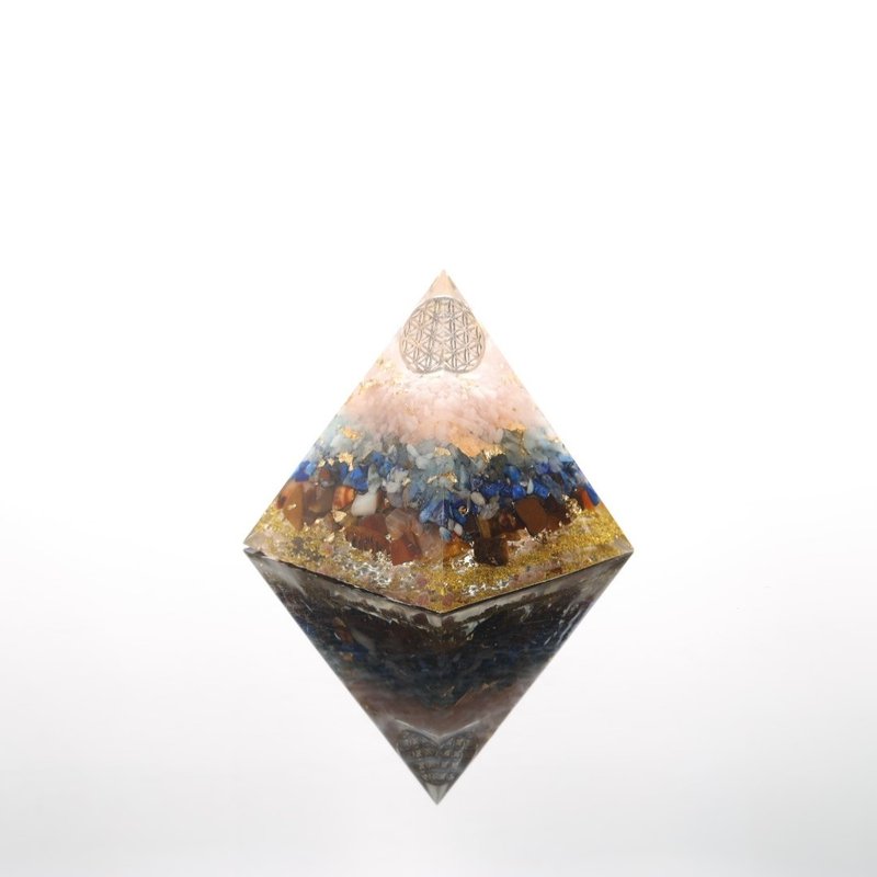 [Valentine's Day Gift] Clear Flower of Life Large Orgonite Pyramid Orgonite Crystal Healing Orgon - ของวางตกแต่ง - คริสตัล หลากหลายสี