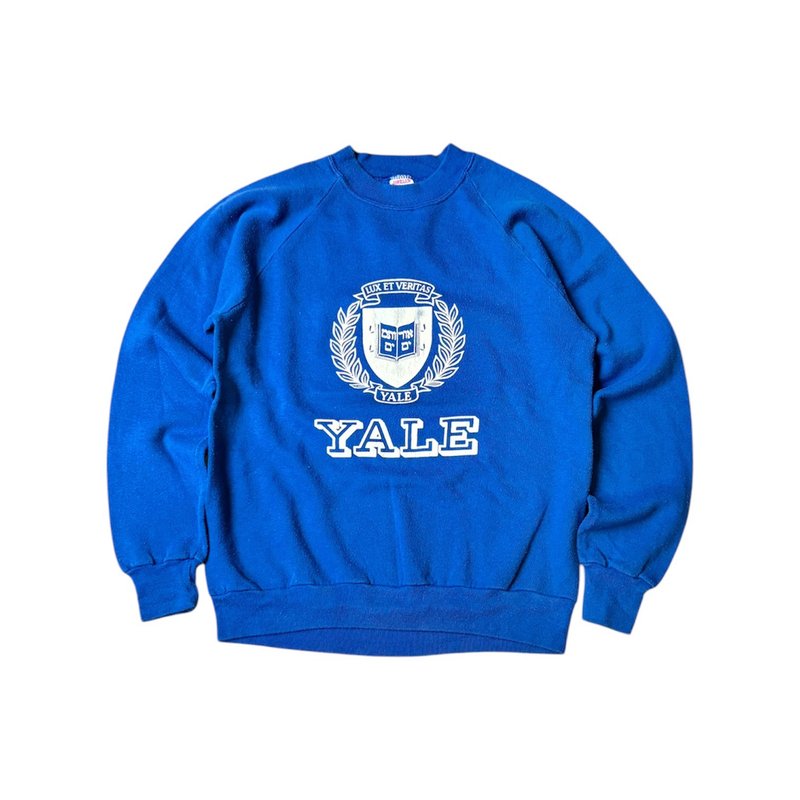 美國古著80s YALE耶魯大學Sweatshirt - 帽T/大學T - 棉．麻 藍色