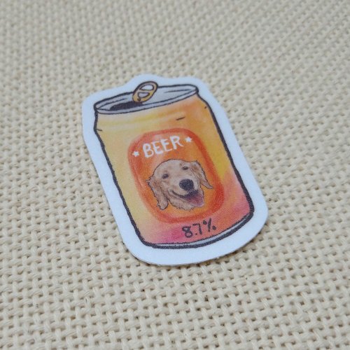 西高地小白熊-小Q 黃金獵犬啤酒-防水車貼-行李箱貼紙 防水貼紙