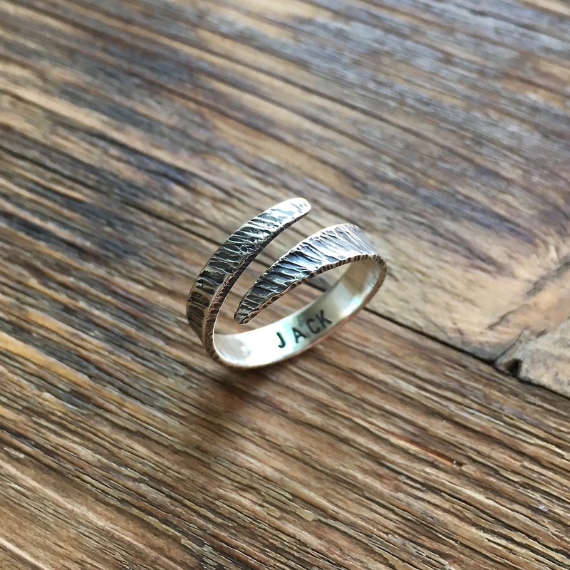 S925 sterling silver ring-oblique pattern (open ring) Oblique Traces Ring - General Rings - Sterling Silver Silver