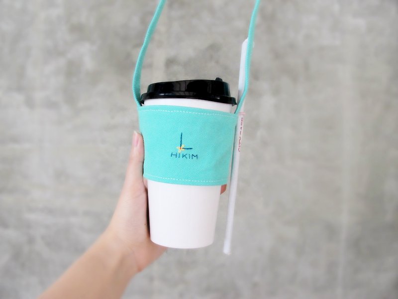Beverage bag (customized English letters, bag color) / environmental protection cup set with straw - ถุงใส่กระติกนำ้ - ผ้าฝ้าย/ผ้าลินิน หลากหลายสี