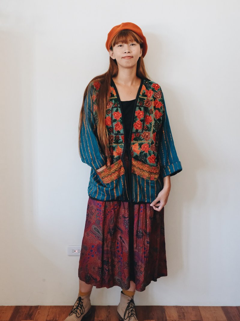 Vintage Guatemala jacket 中性款式 瓜地馬拉刺繡古著外套 - 女大衣/外套 - 棉．麻 