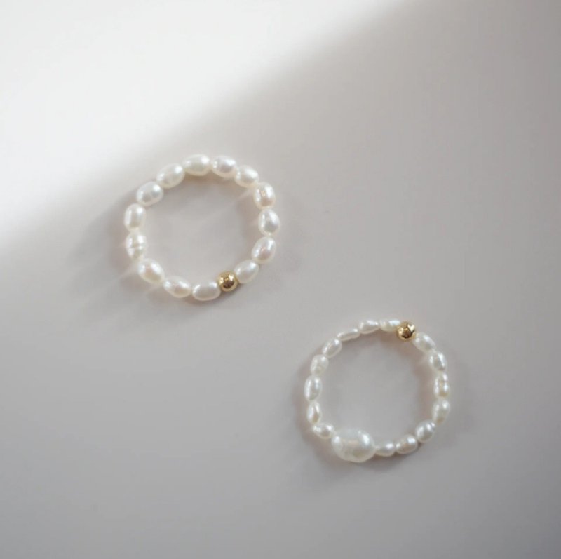 Vintage full circle rice bead pearl ring - แหวนทั่วไป - ไข่มุก ขาว