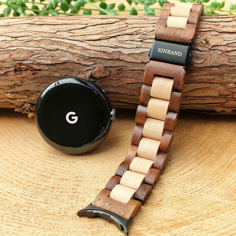 [Wooden Band] EINBAND Google Pixel Watch Natural Wood Strap [Acacia x Maple Wood] - Women's Watches - Wood Brown