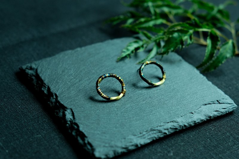 Circle~ Ethical Earrings | Japanese silk threads - Earrings & Clip-ons - Silk Black