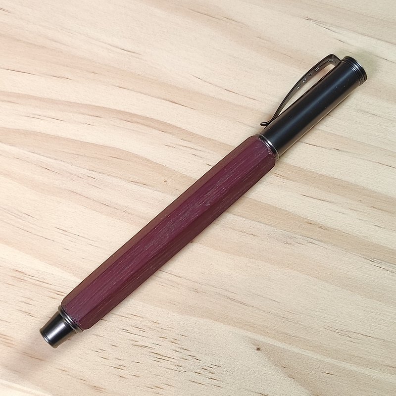 In stock - German SCHMIDT pull-out polygonal wood ballpoint pen / purple heart wood - Rollerball Pens - Wood Purple