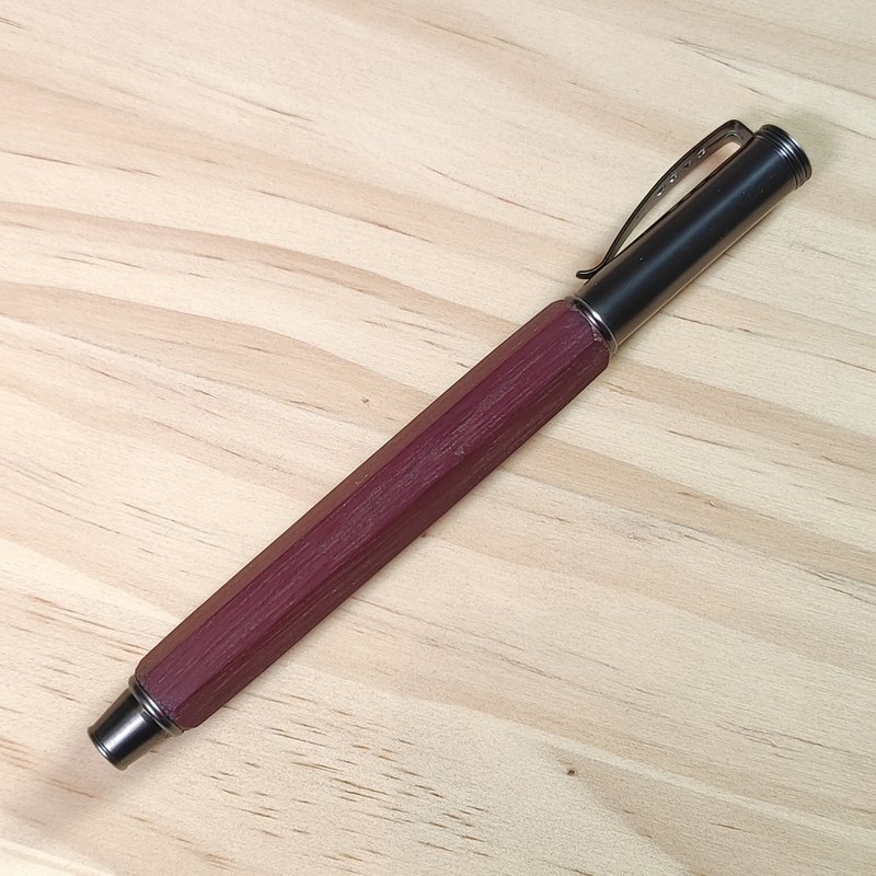 In stock - German SCHMIDT pull-out polygonal wood ballpoint pen / purple heart wood - Rollerball Pens - Wood Purple