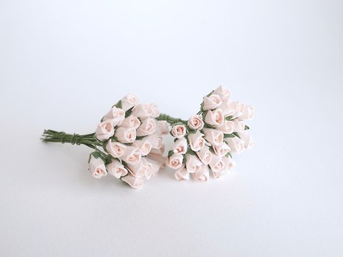 makemefrompaper Paper flower, 50 pieces, size 1x0.8 cm. budding rose flower, pale pink color.