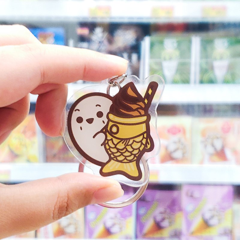 Key ring | Taiyaki ice cream (Japanese Food) - Keychains - Acrylic Yellow