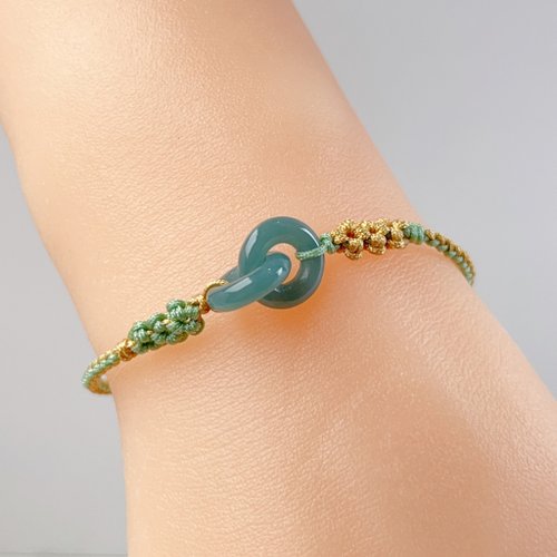 瓔珞珠寶盒 E.L.Jewelry Box 【永恆同心】冰種藍水翡翠同心圓設計款編織手鍊 | 天然A貨翡翠