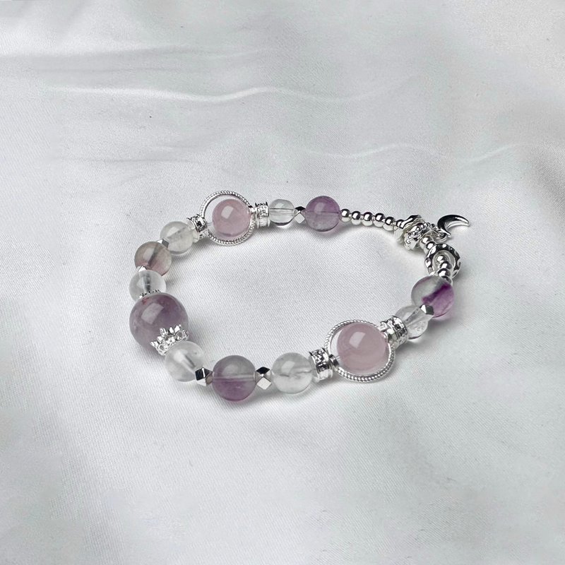 Purple Rabbit Fur Pink Stone Blue Moonlight White Asai/Peach Blossom for the Opposite Sex/Natural Crystal Lover’s Gift - Bracelets - Crystal Purple